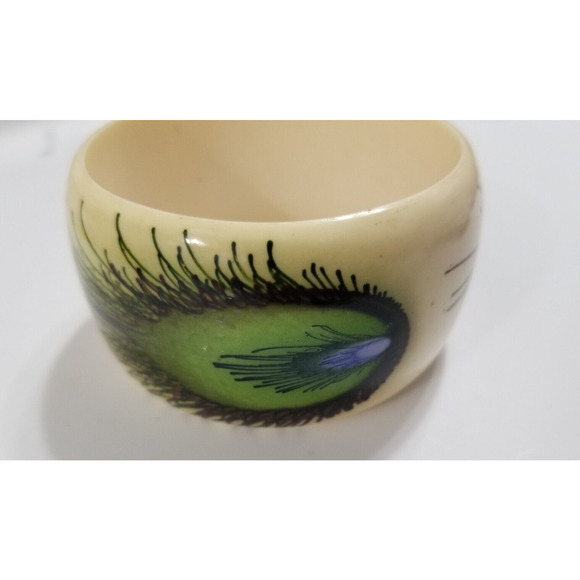 2 1/2" peacock feather bangle bracelet one and three quarters wide b48 - Picture 3 of 11